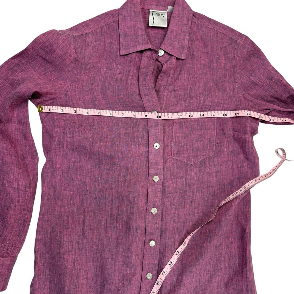 Finley Linen Button Up Shift Shirt Dress Women XS Pink Long Sleeve Preppy USA - Picture 8 of 9